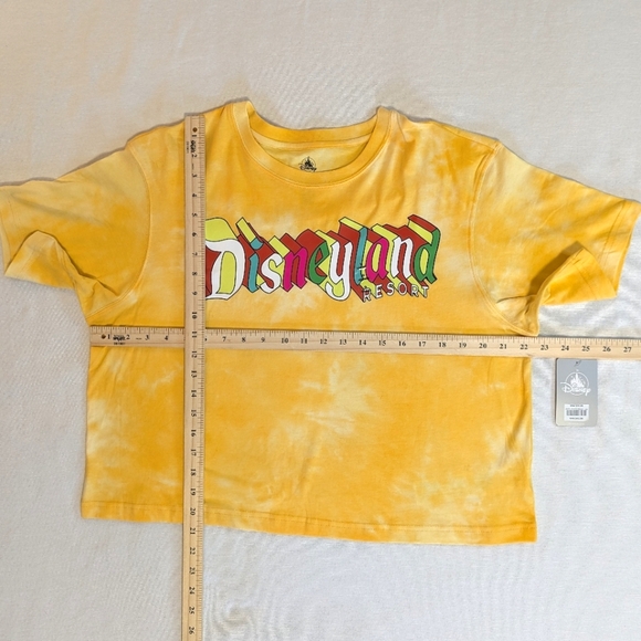 Disneyland Parks Cropped Tie-Die Yellow T-Shirt | NWT | Sz Lg - Picture 2 of 4